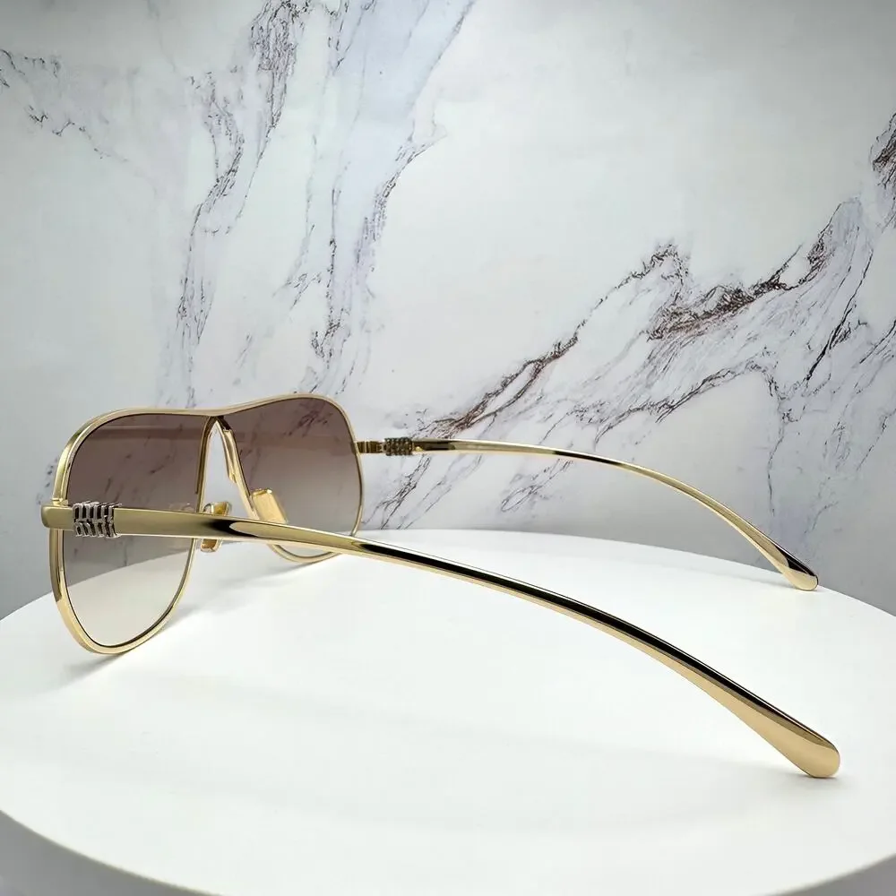 New MIU MIU Sunglasses MU A56S 5AK90L Gold Brown Gradient Metal Pilot Aviator - Picture 16 of 16